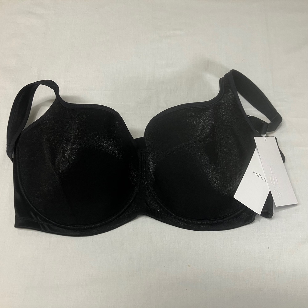HSIA Black Full Coverage Underwire Balconette Bra Seamed 42DD NEW W/ Tag Shimmer
